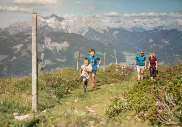     Hiking on the Harschbichl in the region of St. Johann in Tirol 